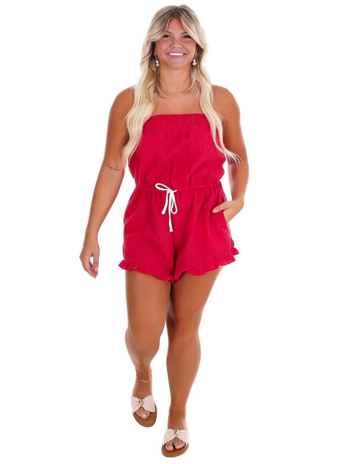 Bucketlist - Women's Summer Fling Gingham Romper