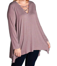 Oddi - Pinstriped Swing Tunic - PLUS