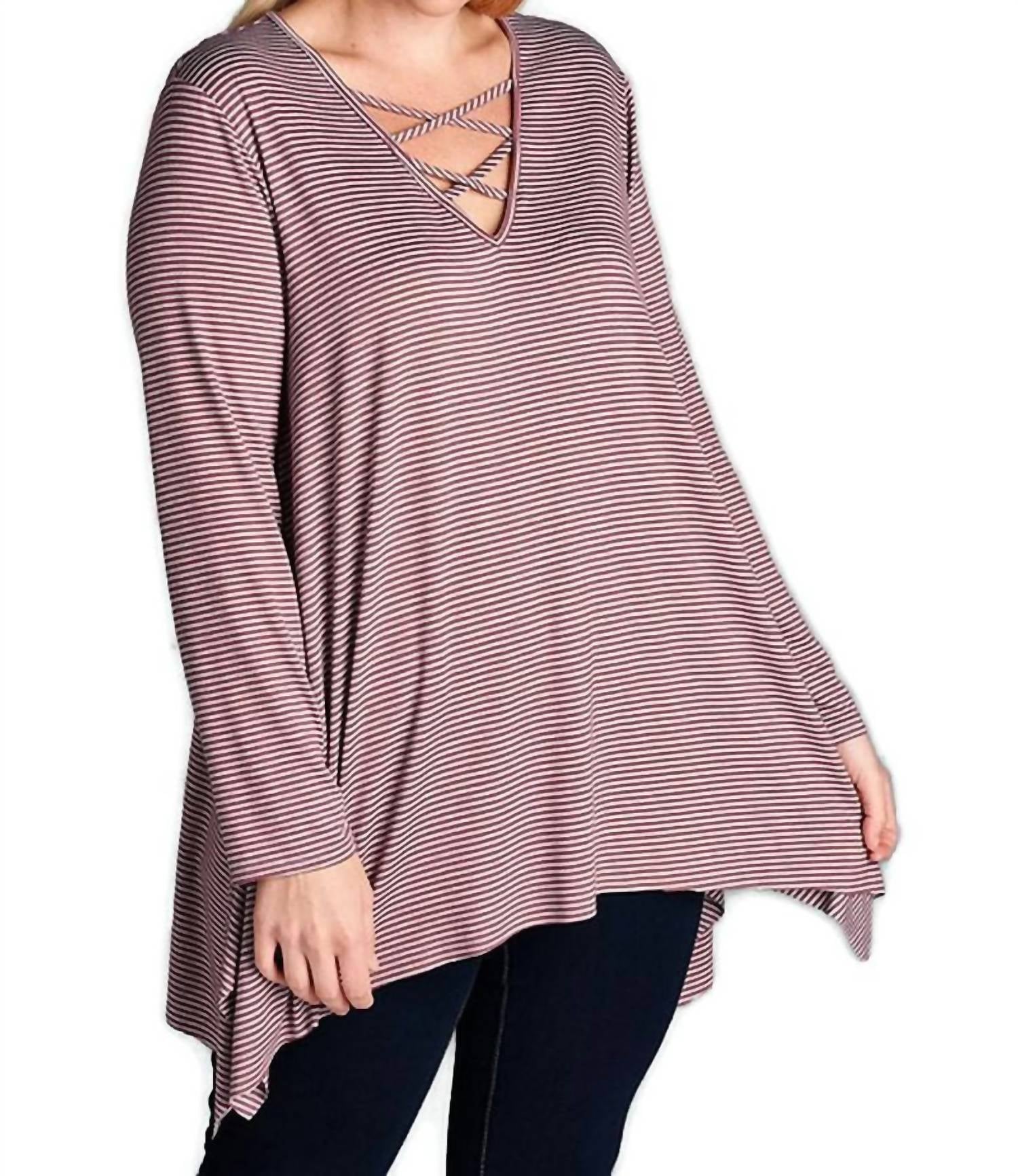 Oddi - Pinstriped Swing Tunic - PLUS
