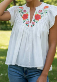 Mahila - Olene Embroidered Flowers Top