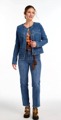 Fdj - Denim Collarless Jacket