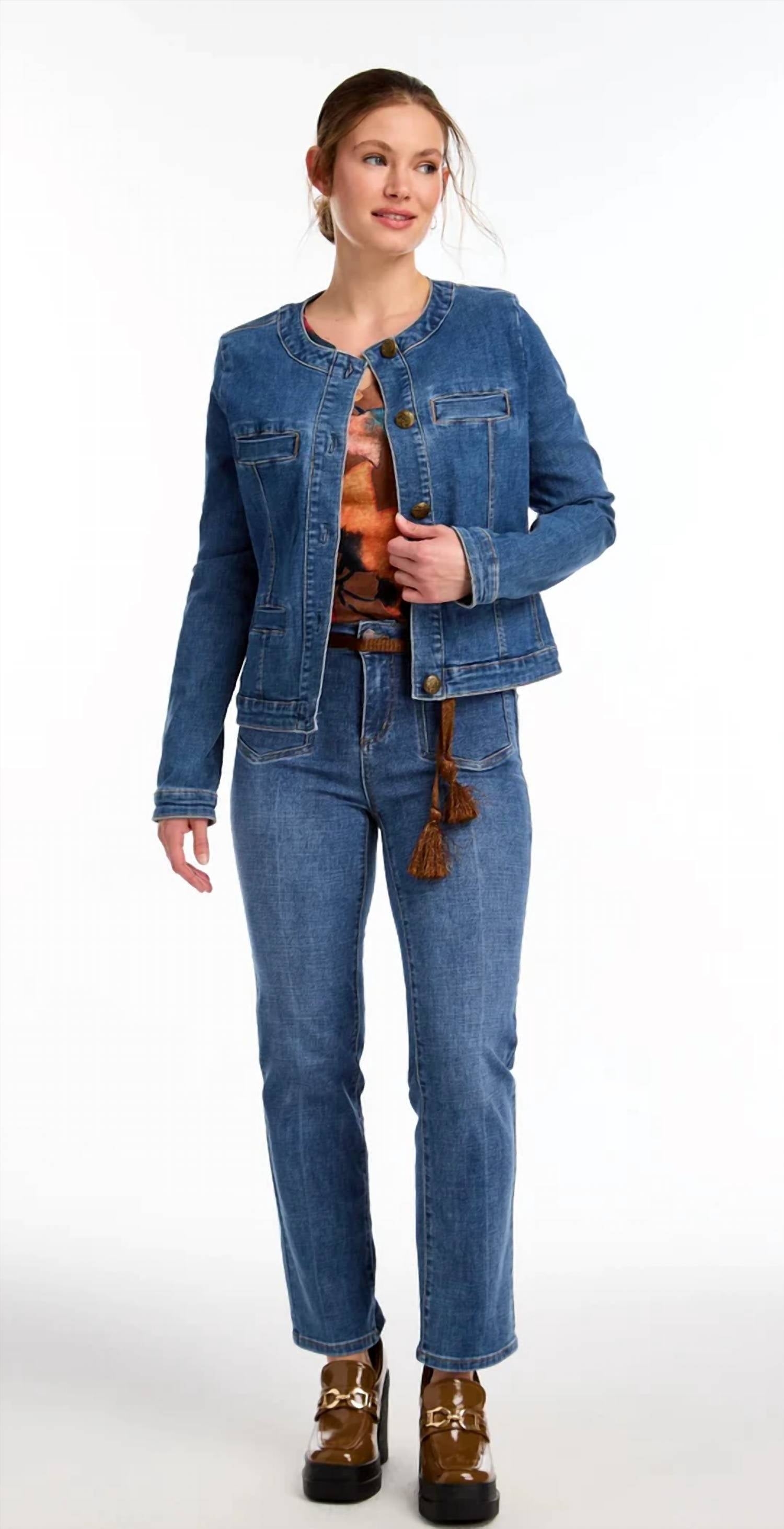 Fdj - Denim Collarless Jacket