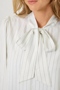 mystree Ribbon Tie Stripe Top in ivory - women's blouse - view 4
