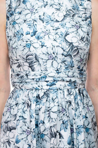 Badgley Mischka - Bateau Neckline Floral Print Jacquard Dress