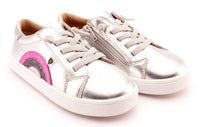 OLDSOLES Kid's 1010 Rainbow Jumpa Casual Sneakers in silver fuchsia foil glam gunmetal - kids' sneaker - view 4