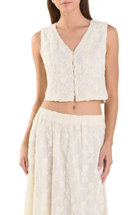 2.7 AUGUST APPAREL Floral Lace Vest in off white - women's blouse