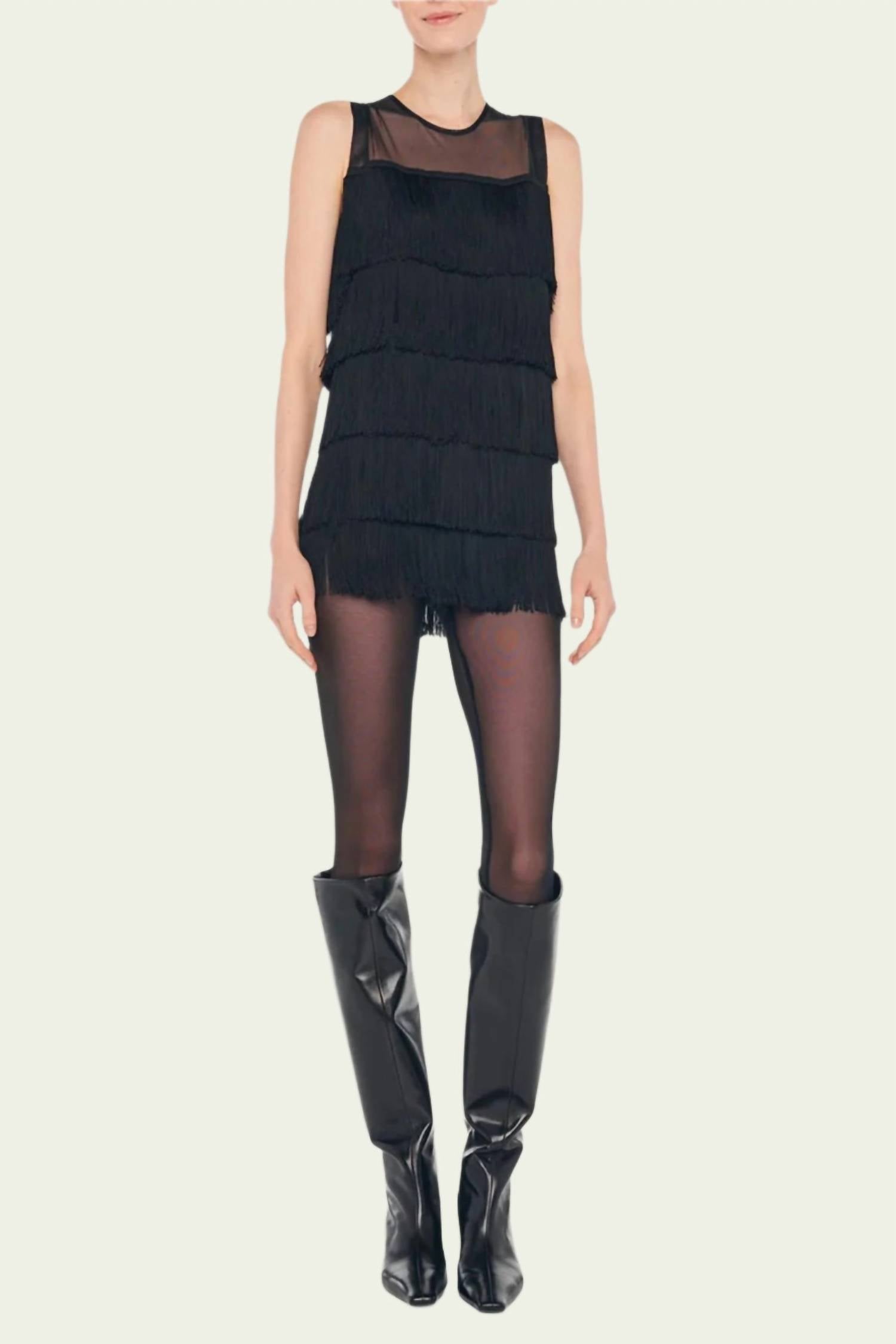 Norma Kamali - Sleeveless All Over Fringe Pickle Dress