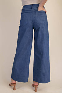 Glam - High Rise Wide Leg Front Pocket Jeans