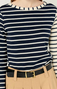 English Factory Stripe Long Sleeve Tee in navy multi - women's long sleeve top - view 4