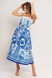 Flying Tomato - Printed Woven Midi Dress
