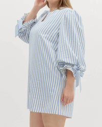 Entro - Olivia Curve Striped Bow Tie Detail Mini Dress