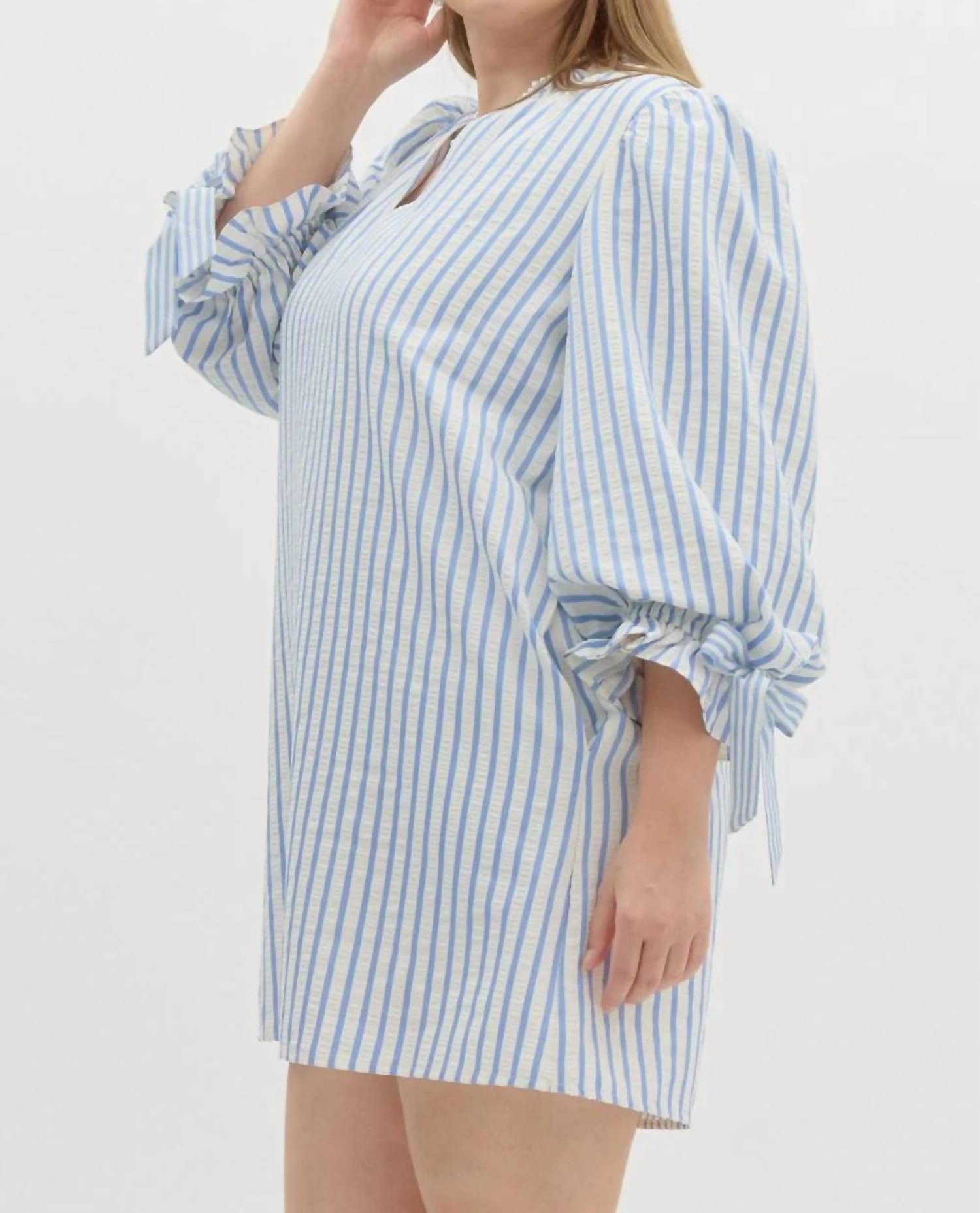 Entro - Olivia Curve Striped Bow Tie Detail Mini Dress