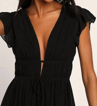 Lulus I'm All Yours V-neck Ruffled Chiffon Maxi Dress in black - women's dress - alternate view