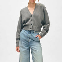 White + Warren - Cropped Button Cardigan