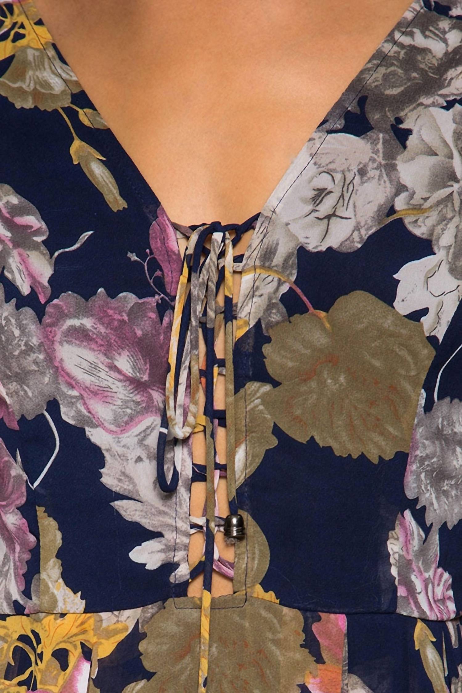 She + Sky - Long Sleeve Floral Maxi Dress
