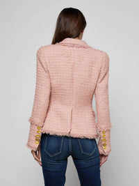 L'Agence Kaisley Tweed Blazer in dusty pink - women's jacket - alternate view