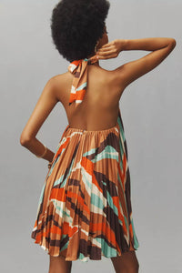 Hutch - Halter Pleated Swing Mini Dress