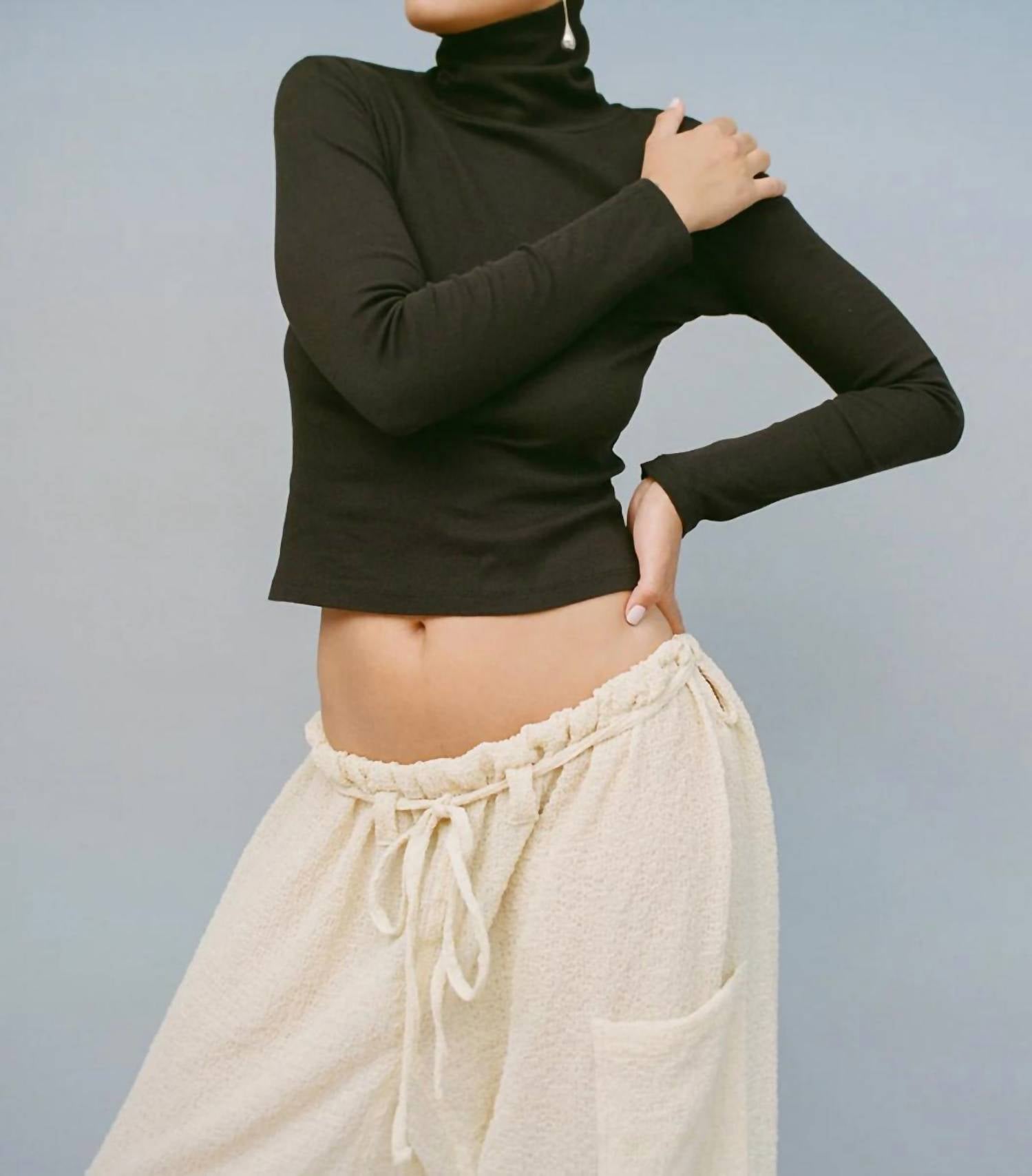 GIL RODRIGUEZ Bellevue Long Sleeve Turtleneck Top in black - women's long sleeve top