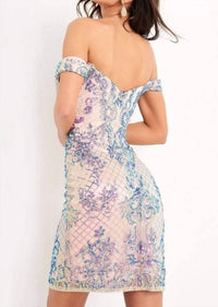 Jovani - Off Shoulder Cocktail Dress