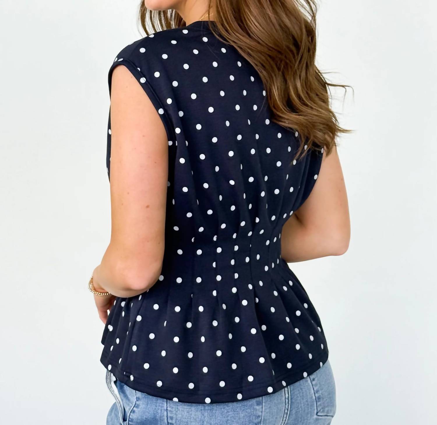 Entro - Polka Dot Cap Sleeve Top