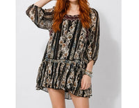 Free People - Mini Embroidered Floral Semi Sheer Boho Dress