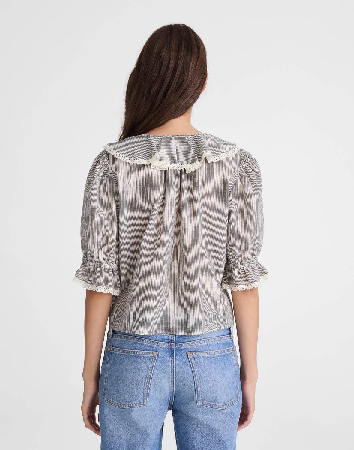 By Together - WOVEN COTTEN LINEN STRIPED BLOUSE