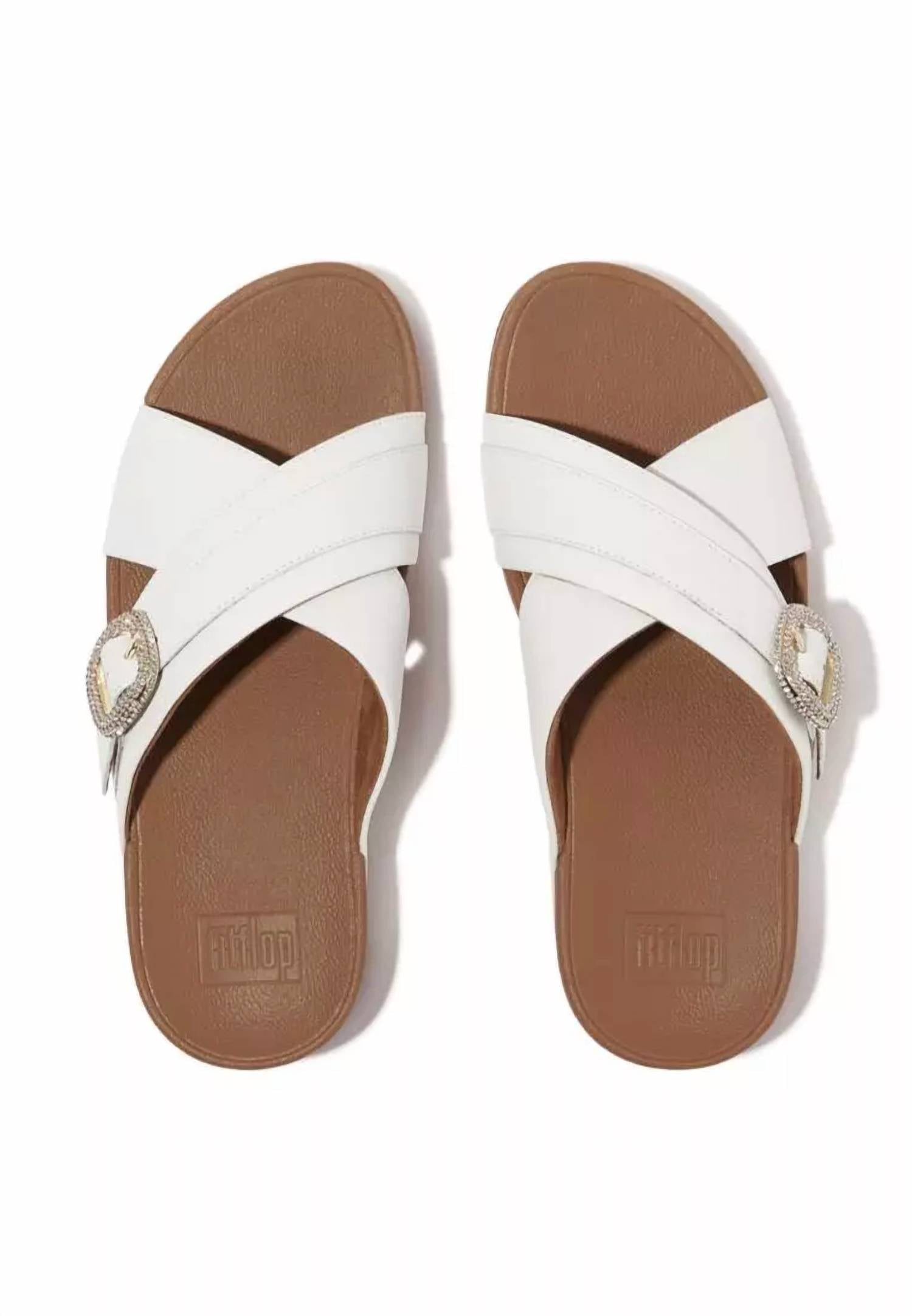 Fitflop - Women's Lulu Buckle Leather Cross Slide Sandals