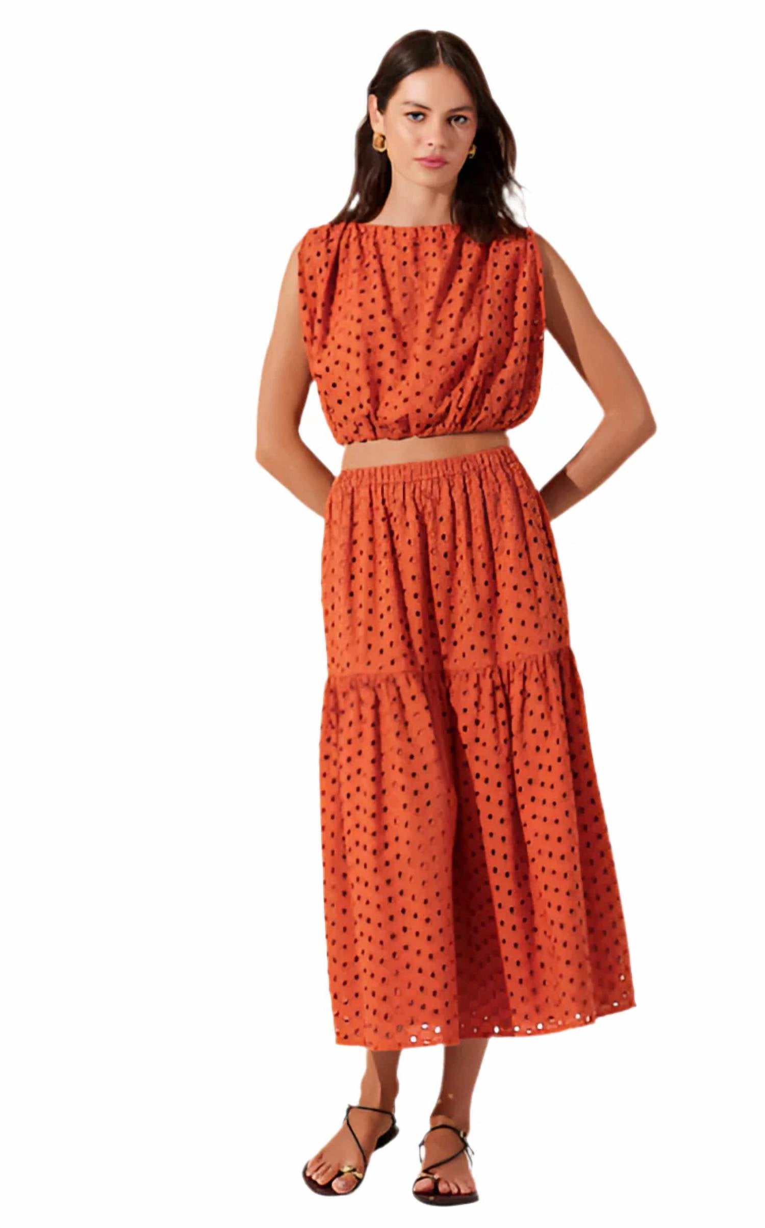 Astr - Nalley Cropped Eyelet Top