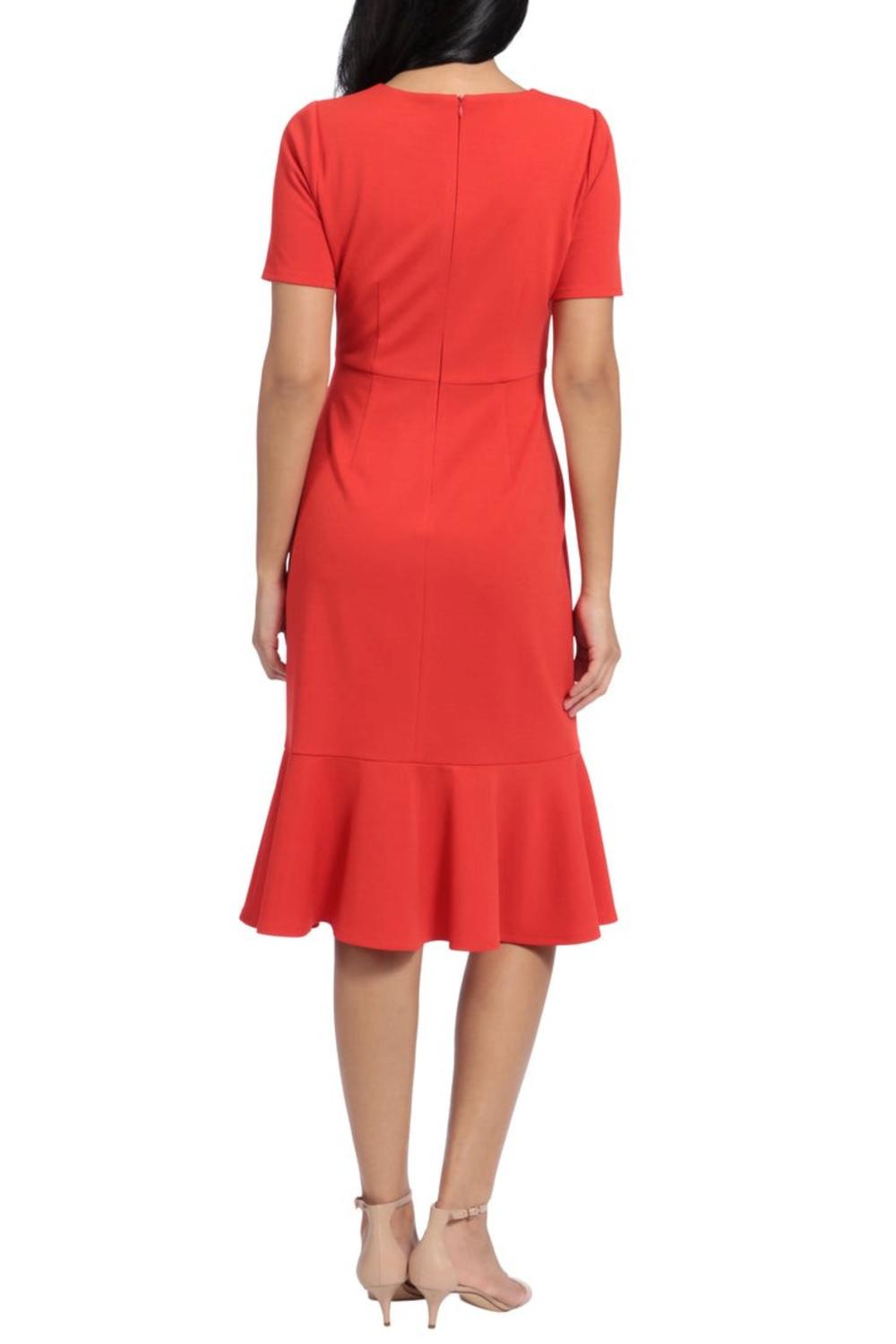 London Times - Twist Waist Ruffle Skirt Sheath Dress