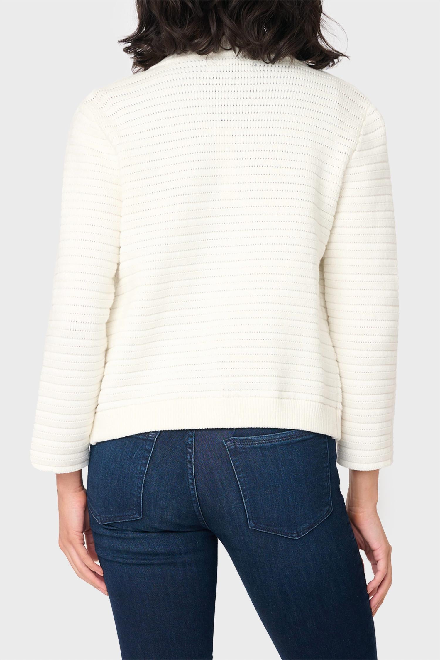 Sanctuary Button-down Knitted Jacket in chalk - women's jacket - detail view
