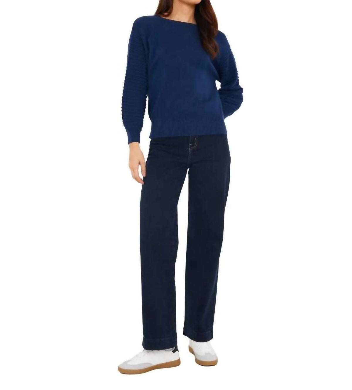 Brodie Cashmere - Textured Balloon Sleeve Crew Sweater