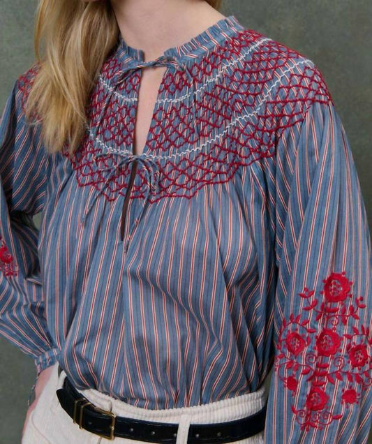 Louise Misha - Striped Cotton Voile Blouse