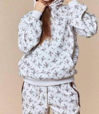 Peach Love - Floral Printed Fleece Hoodie