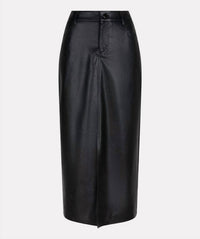 Esqualo - Long Vegan Leather Skirt With Slit