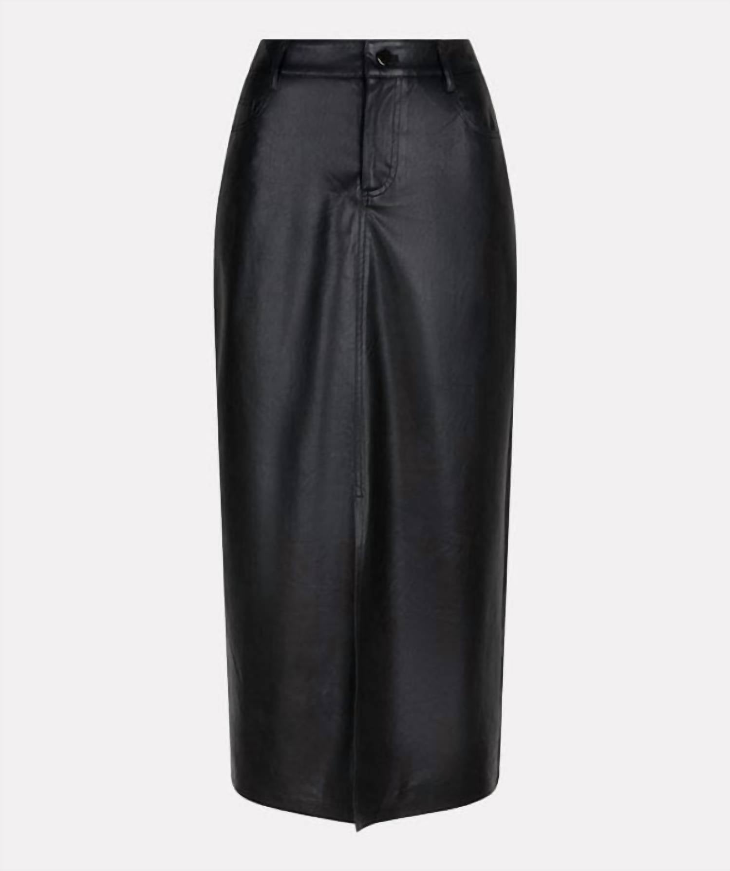 Esqualo - Long Vegan Leather Skirt With Slit