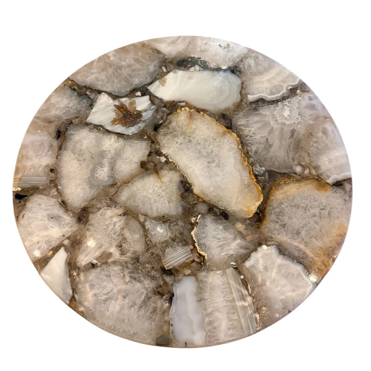 Creative Co-Op - Natural Agate Lazy Susan with Mango Wood Base