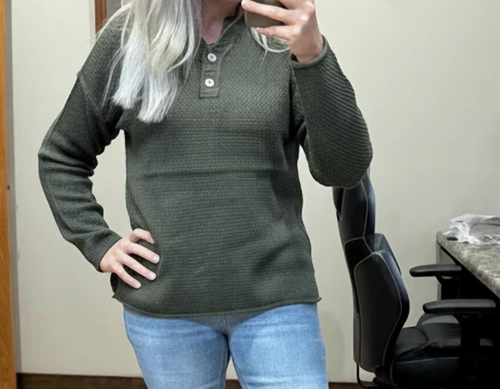 Zenana - Henley Basic Sweater