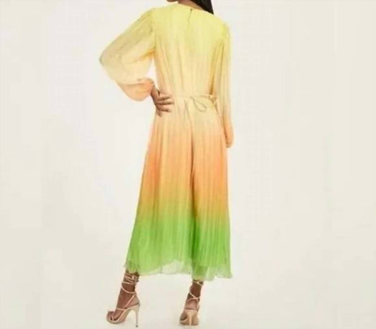 Something Navy - Pleated Long Sleeve Dress