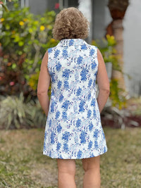 Simply Southern Peyton Quarter Zip Mini Dress in flower vine - women's dress - detail view