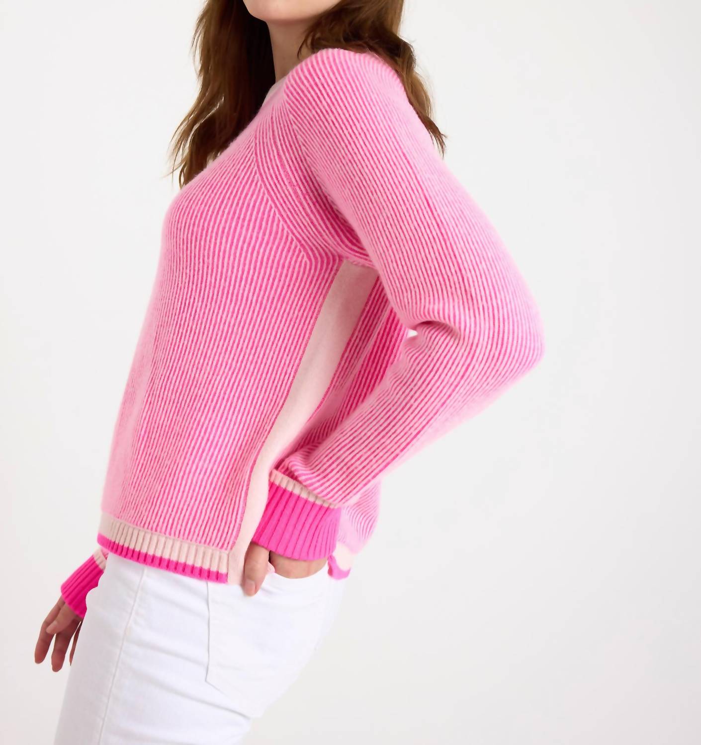 Brodie Cashmere Irene Cashmere Jumper in quartz pink - women's cardigan - alternate view