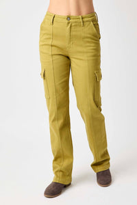 Judy Blue - High Waisted Garment Dyed Straight Cargo Pants