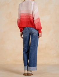 ELAN Women's Minnie Cardigan in red ombre - women's cardigan - detail view
