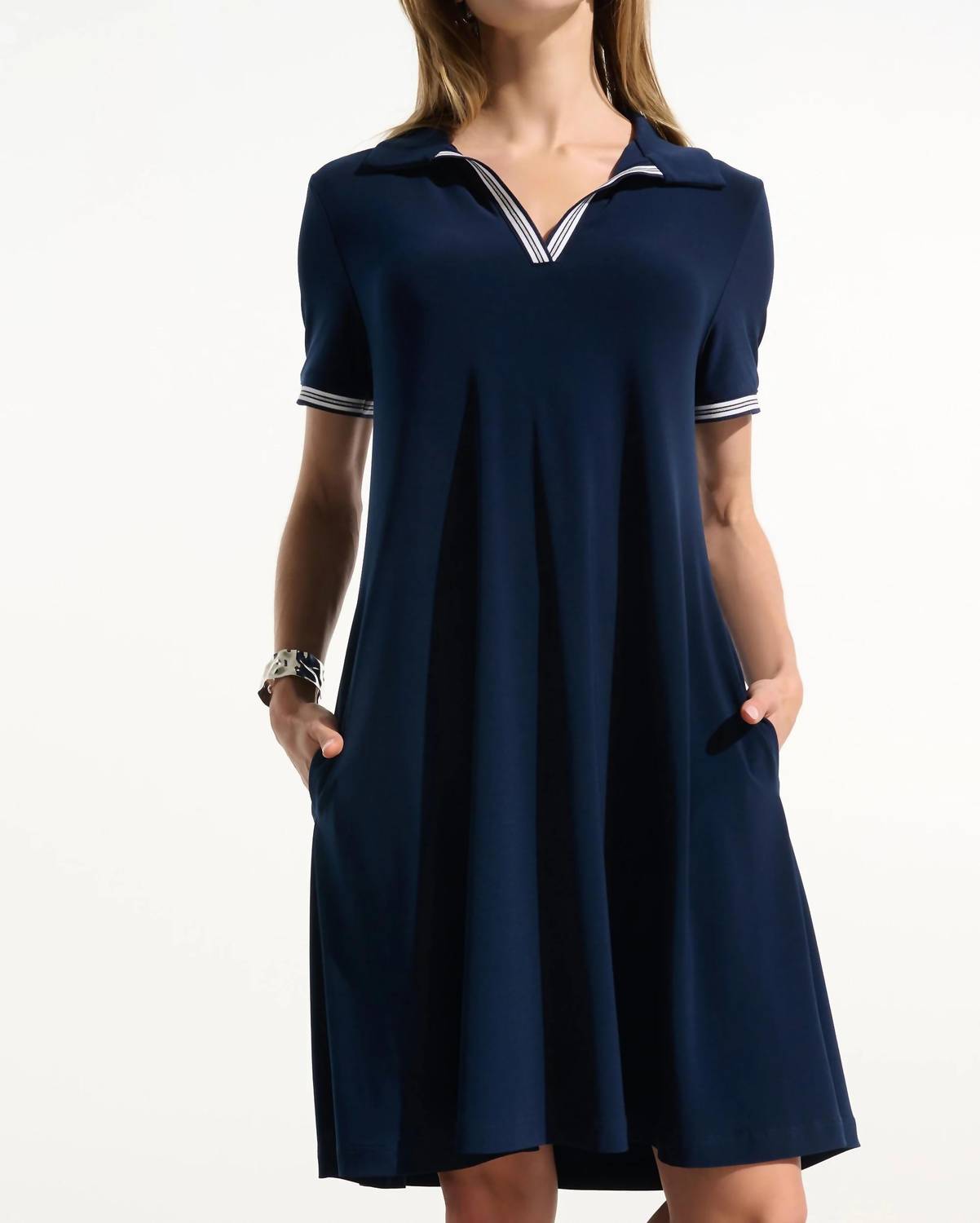 Joseph Ribkoff - Silky Knit Trapeze Dress With Polo Collar