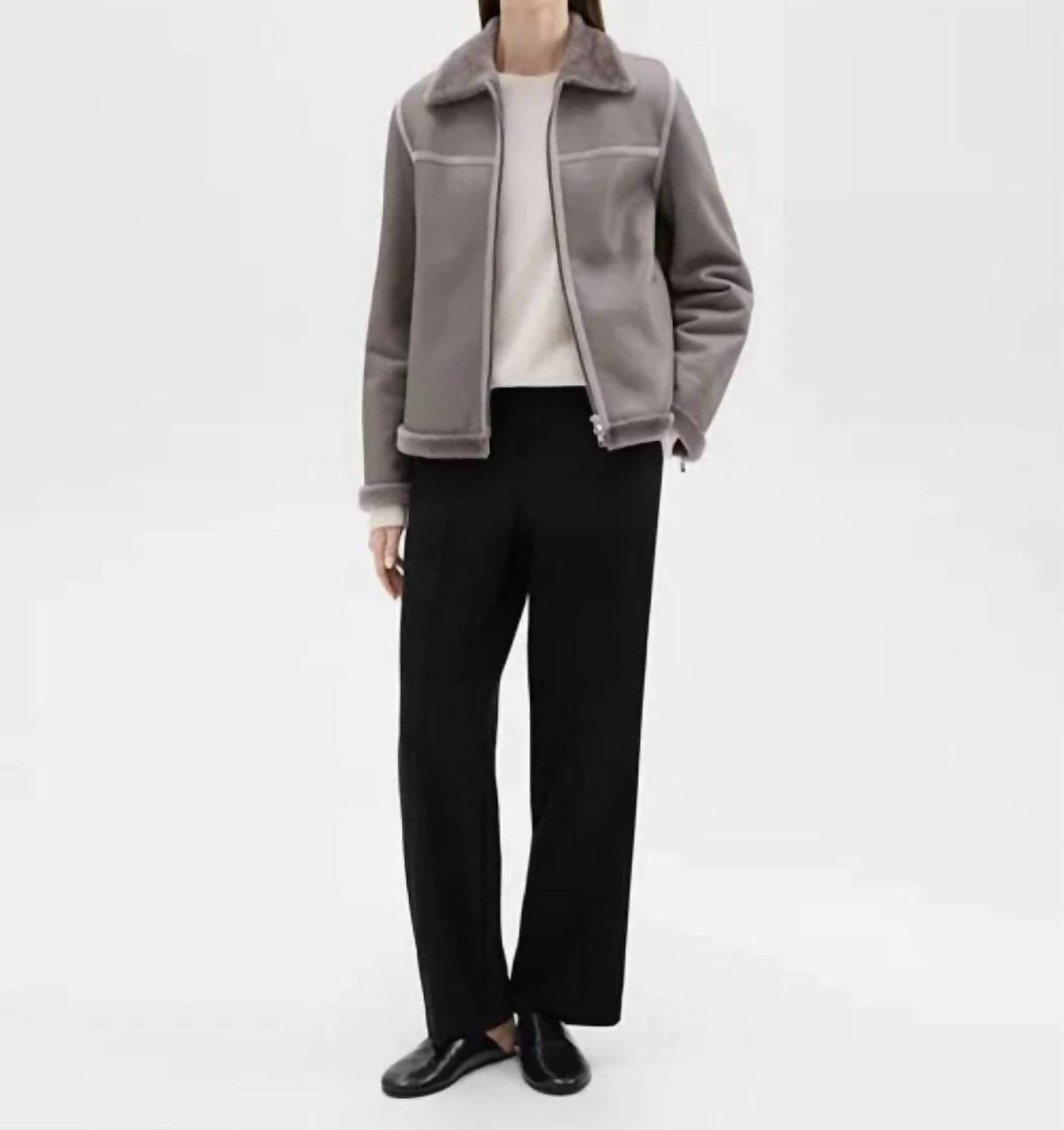 Theory - SHEARLING SPREAD COLLAR JACKET
