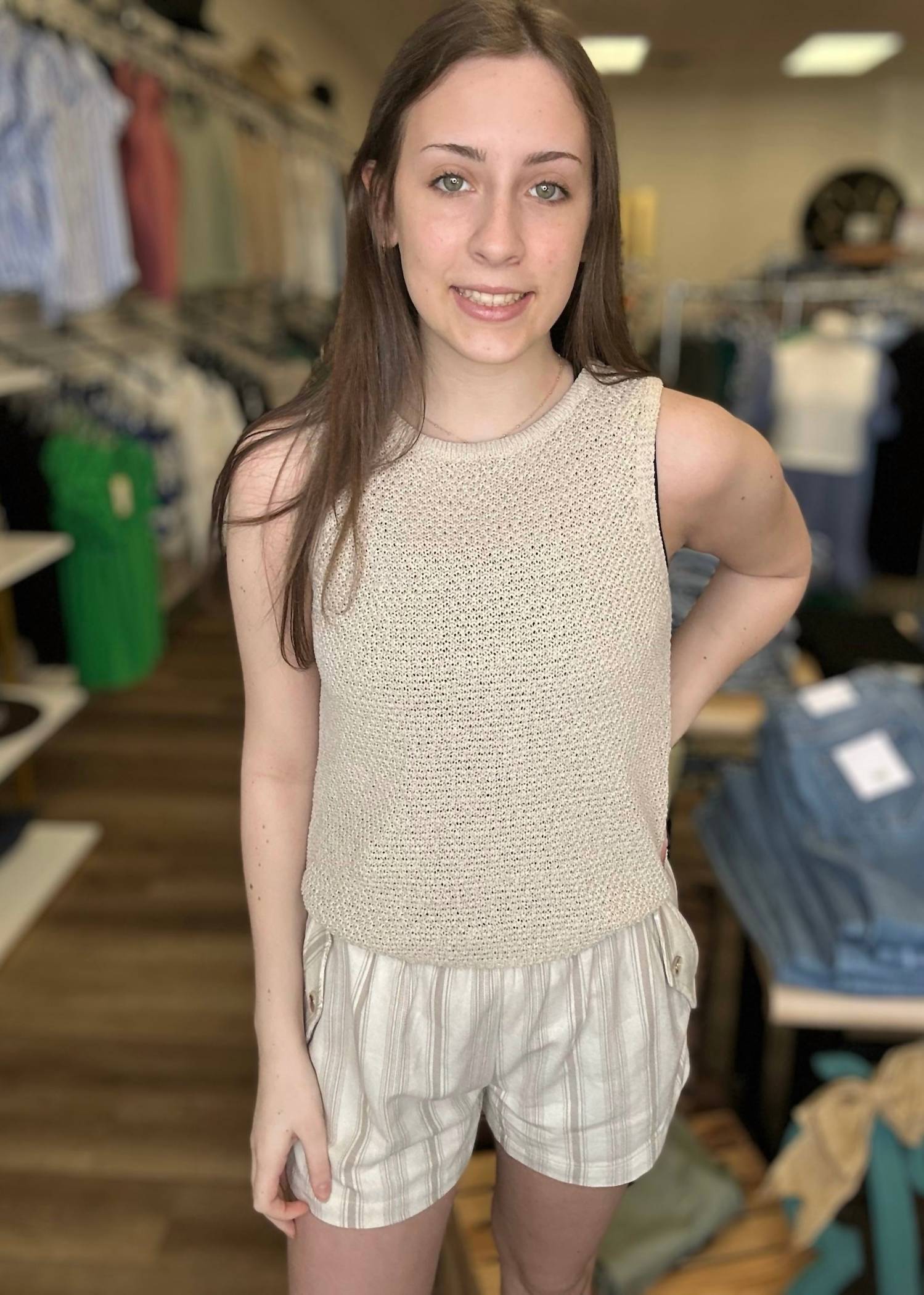 Allie Rose - Cotton Twill Elastic Waist Shorts