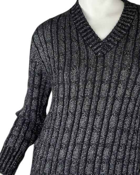 Alashan Cashmere - Hazel Lurex Cable V Neck Sweater