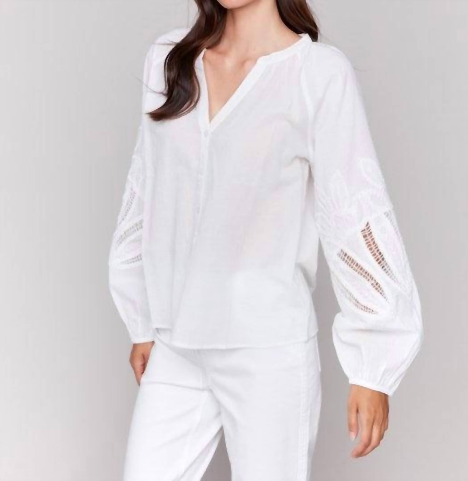 Charlie B - Embroidery Button-front Blouse