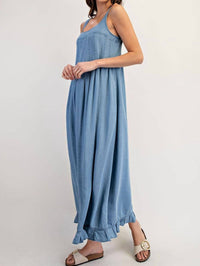 Ee:Some - Denim Ruffle Hem Sleeveless Maxi Dress