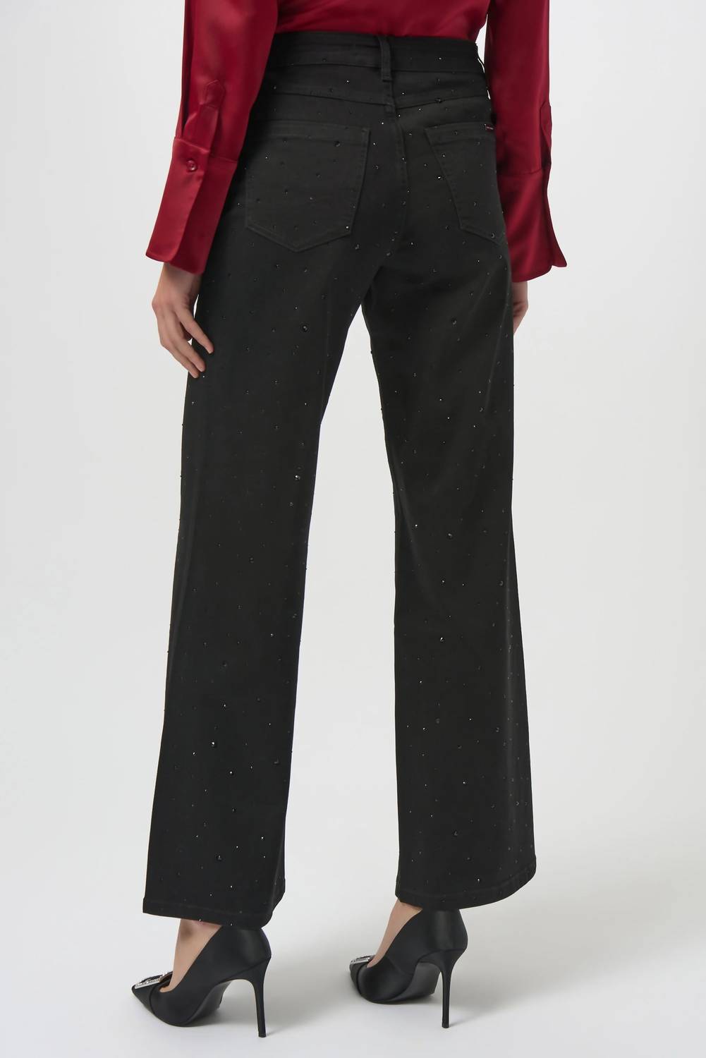 Joseph Ribkoff - Classic Wide Leg Jeans with Rhinestones