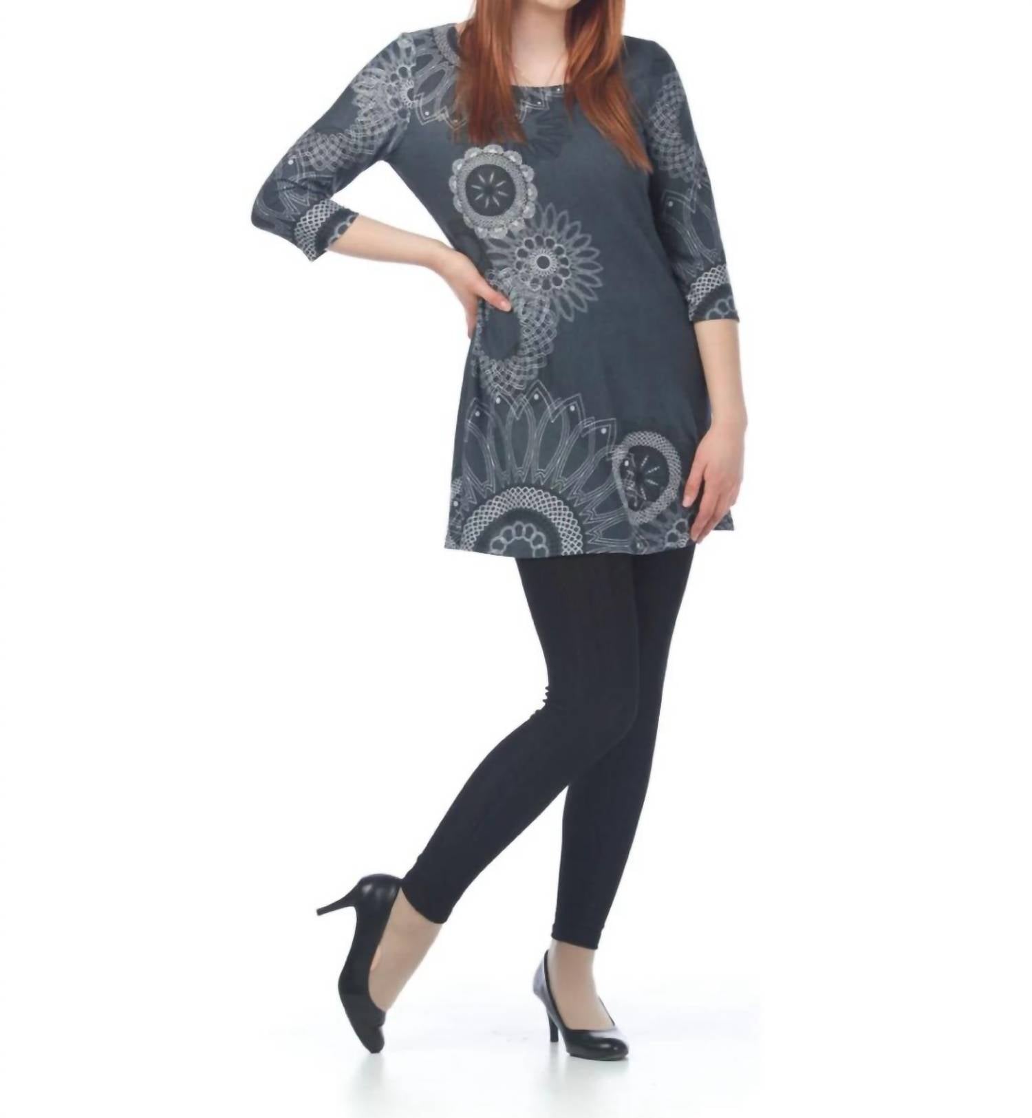 Papillon - Mandala Print 3/4 Sleeve Sweater Dress